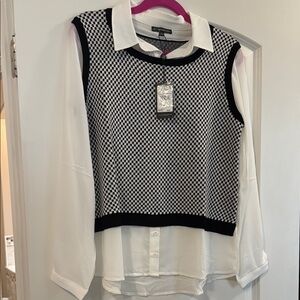 Black and White Checkered Women's Top